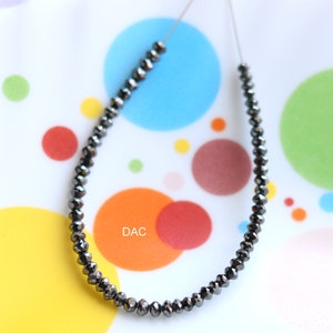 16 inch Faceted Black Diamond Beads: 2-3mm VS1 Quality Rondelle