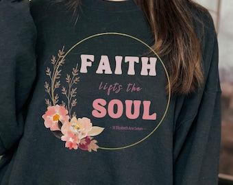 St Elizabeth Ann Seton Floral Crew Neck Sweatshirt, Saint Seton Quote Shirt, St Seton Catholic Teacher Shirt Oversize Christian Cottage Core