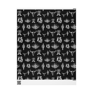 Western Goth Toile Wrapping Paper, Cowgirl Toile Gift Wrap in Black, Western Country Design, Birthday, Christmas, Holiday Wrap, Rodeo Girl, image 7