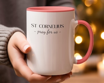 St Cornelius Mug, Pray for Us Coffee Mug, Catholic Gift, Saint Mug, 15 oz Mug, Religious Mug, Catholic Coffee Cup, Gift for Catholics