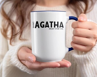 Saint Agatha Mug, Pray For Us Catholic Mug, Religious Gift, Catholic Gift Idea, Confirmation Gift, Saint Mug, 15 oz Catholic Mug