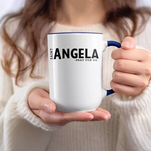 Saint Angela Pray For Us Mug, Catholic Gift Mug, Religious Mug Gift, Christian Mug, Catholic Coffee Mug, 15 oz Mug