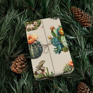 Cactus Flower Cactus Gift Wrap Paper, Western Christmas Paper, Western Gift Wrap Roll, Texas Gift Wrap, Cactus Wrapping, Succulent Wrapping