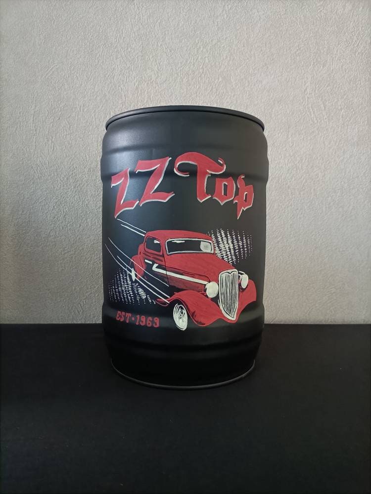 Fût de Bière Recyclé et Customisé à La Peinture Acrylique - Mini Baril Zz Top