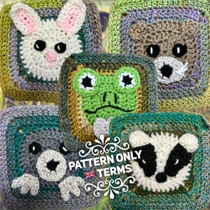 The Wind in the Willows characters granny square pattern pack