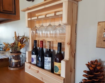 Wine Rack | Cedar Rustic Wine Rack | Cedar Wood | Wedding Gift l Farmhouse Wine Rack | Housewarming | 4 bottle Wine Rack l Cabin Decor