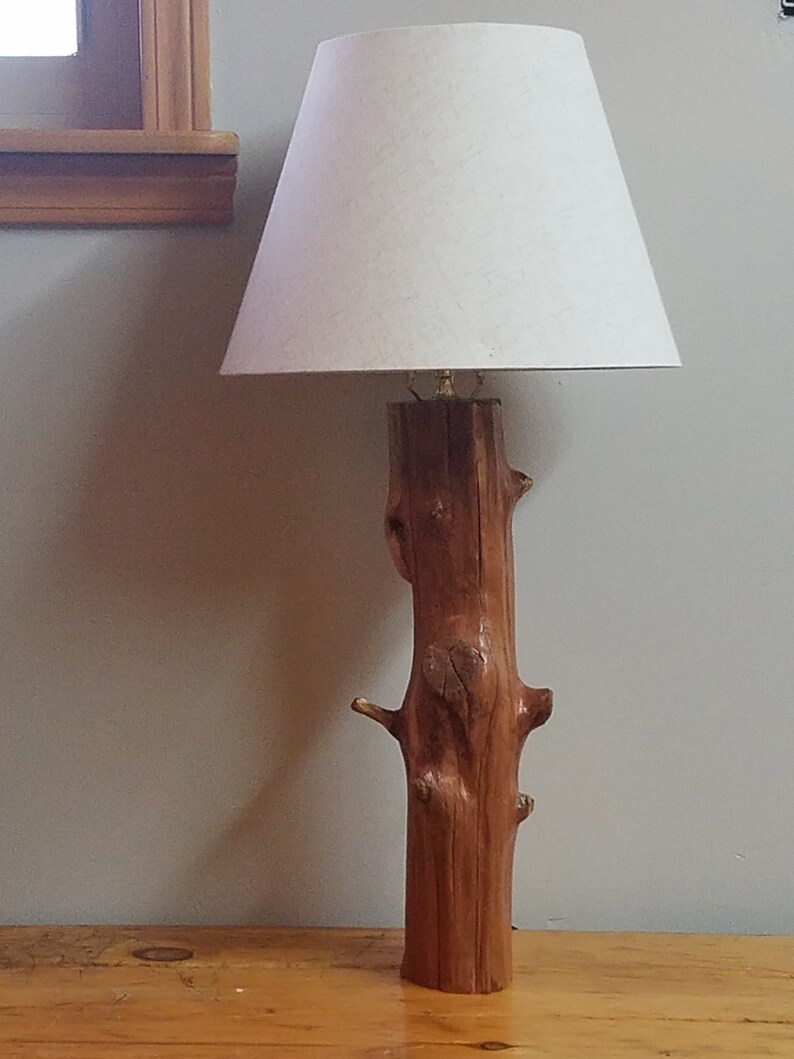 Red Cedar Log Lamps L Reclaimed Wood Cabin Rustic Ranch Farmhouse Decor