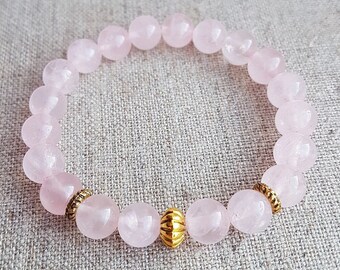 Rose Quartz Bracelet, Rose Quartz Jewelry, Rose Quartz, Gemstone Bracelet, Stretch bracelet, Bracelets for women, Pink bracelet, Bracelets