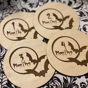 Baby bat wood engraved milestone photo props