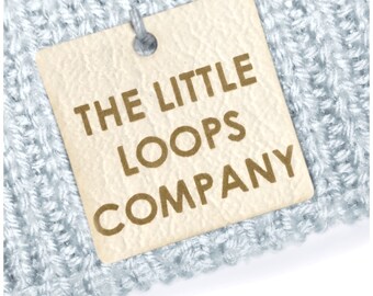 Cream Personalised Faux Leather Tags Square 25mm Product tags, custom business, handmade with love tags, Beanie, Macrame, Scarf - 013