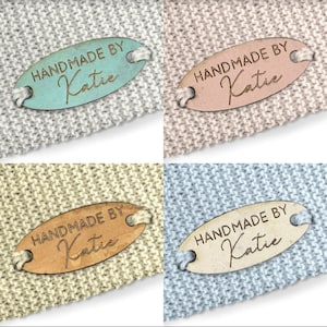 Personalised 28mm x 12mm Oval Cork labels. Custom Cork labels, Tags handmade items, Tags for Knitting, Tags for Crochet- 076