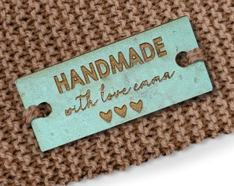 Personalised 28mm x 12mm Rectangle Cork labels. Custom Cork labels, Tags handmade items, Tags for Knitting, Tags for Crochet- 073