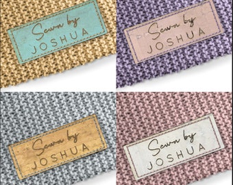 Personalised Flatlay 38mm x 15mm Rectangle Cork labels. Custom labels, Tags handmade, Tags Knitting - 084