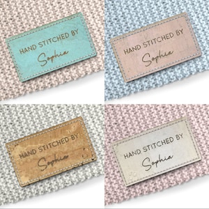 Personalised Flatlay 35mm x 20mm Rectangle Cork labels. Custom labels, Tags handmade, Tags Knitting - 097