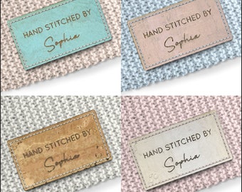 Etiquetas de corcho rectangular personalizadas Flatlay 35mm x 20mm. Etiquetas personalizadas, Etiquetas hechas a mano, Etiquetas Tejer - 097