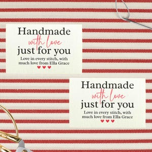 Etykieta na kołdrę, spersonalizowana naszywka na koc, bawełniana tkanina, trwały nadruk w kolorze, naszywki, 3 rozmiary dostępne, mały, średni, duży c004