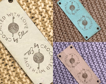 Personalised Center fold 20mm x 50mm Rectangle Folding Cork labels. Custom labels, Tags handmade, Tags Knitting - 086
