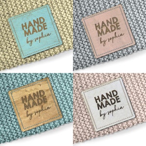 Personalised 25mm x 25mm Square Faux Cork labels. Custom Cork labels, Tags handmade items, Tags for Knitting, Tags for Crochet- 091