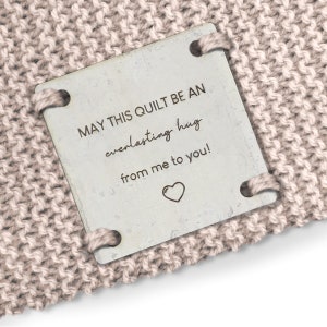 Large Quilt Label Personalised Blanket Patch Cream Cork 60mm x 60mm Sew On Quilt Label Tags - 071