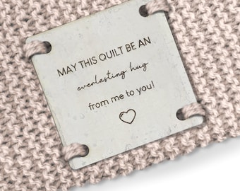 Etiqueta de edredón grande Parche de manta personalizado Corcho crema 60 mm x 60 mm Coser en etiquetas de etiquetas de edredón - 071