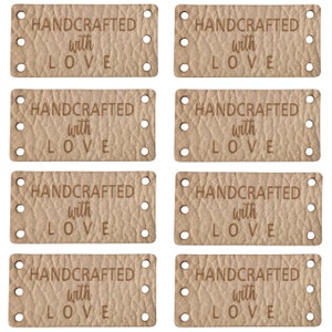 Personalised Centerfold 20mm x 50mm Rectangle Folding Faux Leather labels.