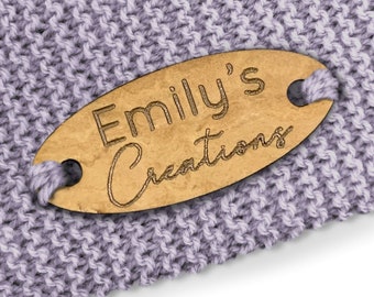 Personalised 28mm x 12mm Oval Cork labels. Custom Cork labels, Tags handmade items, Tags for Knitting, Tags for hand sewn- 077