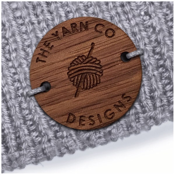 Personalised Walnut Wood CIRCLE Tags 30mm Wooden Handmade Clothing Crochet Products Labels Quilt Baby Clothes Blanket Sew on - 027