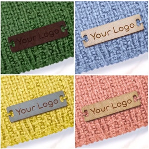 Personalised 28mm x 12mm Rectangle Faux Leather labels. Custom leather labels, Tags handmade items, Tags for Knitting, Tags for Crochet 002 image 2