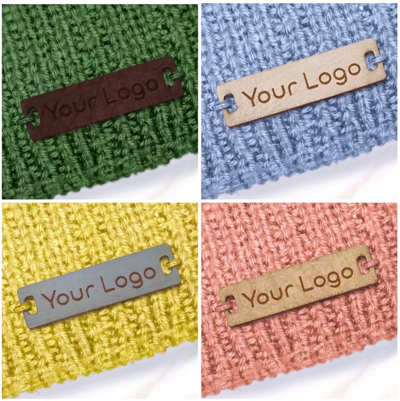 Personalised 28mm x 12mm Rectangle Faux Leather labels. Custom leather labels, Tags handmade items, Tags for Knitting, Tags for Crochet 002 image 2