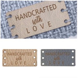 Personalised 20mmx40mm Rectangle Medium Size Faux Leather labels. Custom leather labels, Tags handmade, Tags Knitting,Sew in Labels - 006