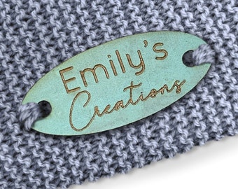 Personalised 28mm x 12mm Oval Cork labels. Custom Cork labels, Tags handmade items, Tags for Knitting, Durable Woven backing- 077