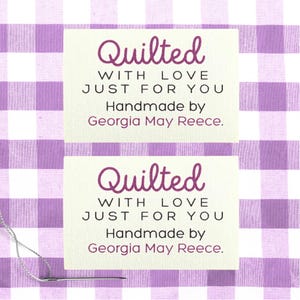 Etykieta na kołdrę, spersonalizowana naszywka na koc, bawełniana tkanina, trwały nadruk w kolorze, naszywki, 3 rozmiary dostępne, mały, średni, duży c013