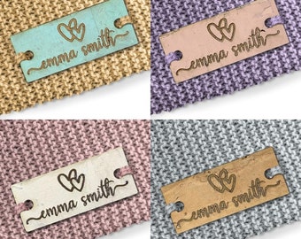 Personalised 28mm x 12mm Rectangle Cork labels. Custom Cork tags, Tags handmade items, Tags for Knitting, Tags for Crochet- 072