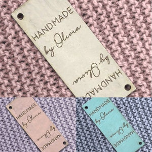 Personalised Center fold 20mm x 50mm Rectangle Folding Cork labels. Custom labels, Tags handmade, Tags Knitting - 087