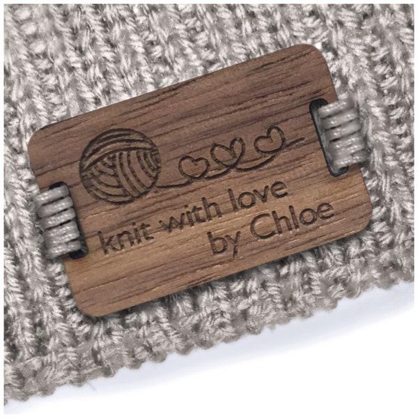 Noyer Bois RECTANGLE Mots clés 28mmx18mm Ajout en bois: Tout texte, une image, le nom du site Web ou votre logo -Handmade Clothing Knitted Products-028