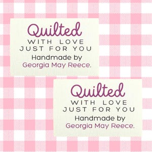 Etykieta na kołdrę, spersonalizowana naszywka na koc, bawełniana tkanina, trwały nadruk w kolorze, naszywki, 3 rozmiary dostępne, mały, średni, duży c011