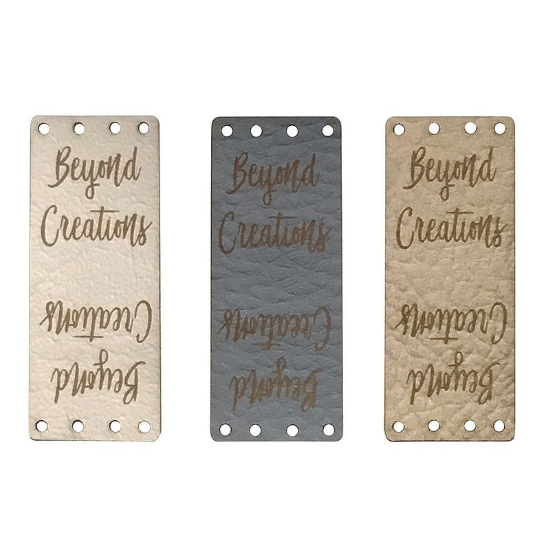 Personalised 20mm x 50mm Rectangle Centre Fold Foldable Faux Leather labels. Custom leather labels, Tags handmade, Tags Knitting 001 image 5