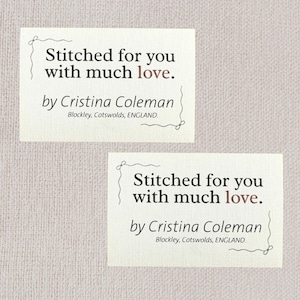 Etykieta na kołdrę, spersonalizowana naszywka na koc, bawełniana tkanina, trwały nadruk w kolorze, naszywki, 3 rozmiary dostępne, mały, średni, duży c015