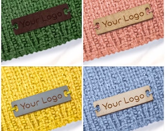 Personalised Set of 50 Rectangle 28x12mm Faux Leather labels. leather labels, Product Labels handmade items, Tags Knitting-002