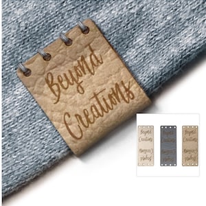 Volledig aanpasbare rechthoekige middenvouw opvouwbare kunstleren labels 20 x 50 mm Aangepaste leren labels, Tags handgemaakt - 001