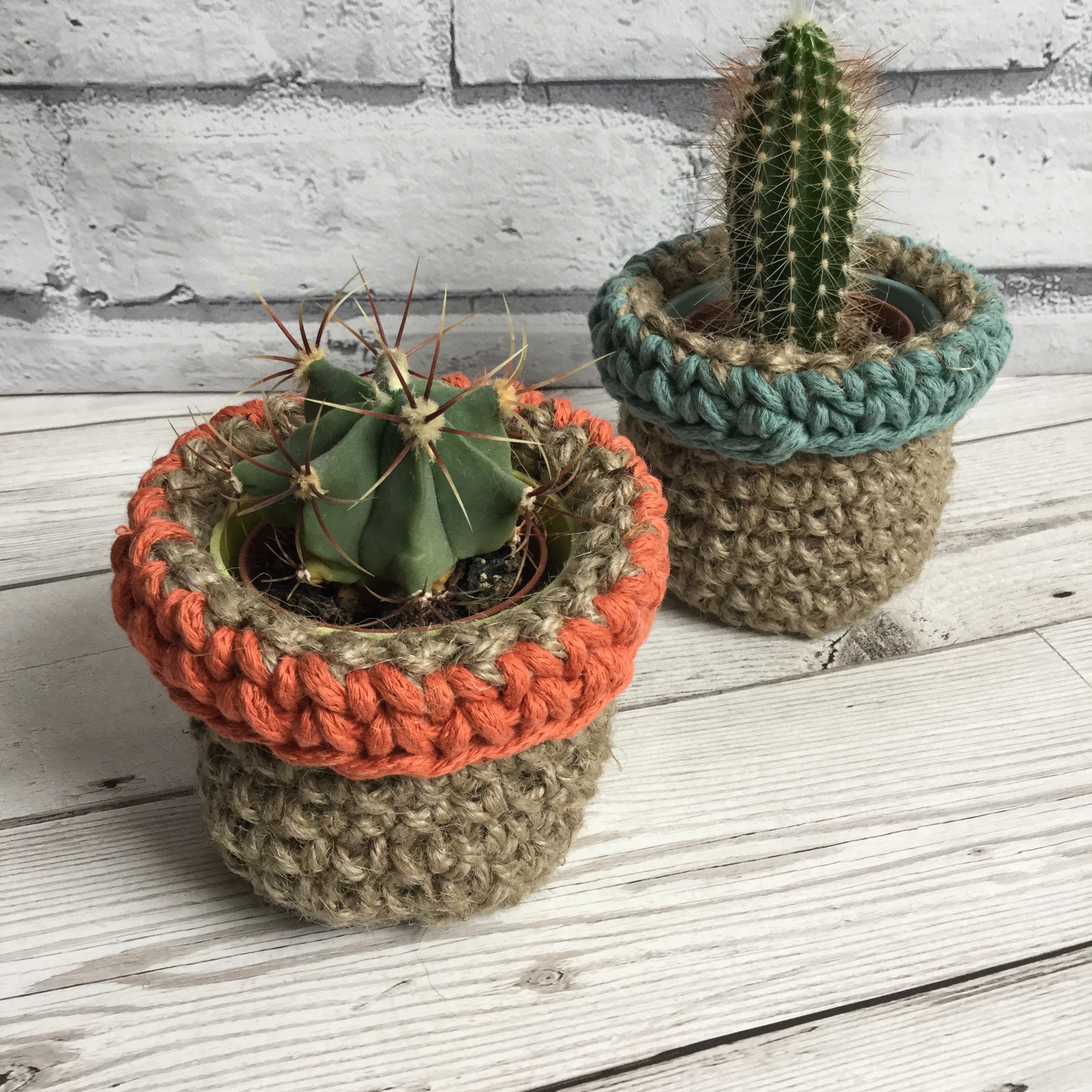 Mini Crochet Jute Plant Pot Cover // House Plant Holder Etsy