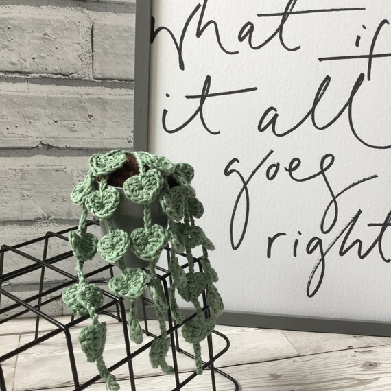 Crochet String of Hearts House Plant // Small Artificial Etsy