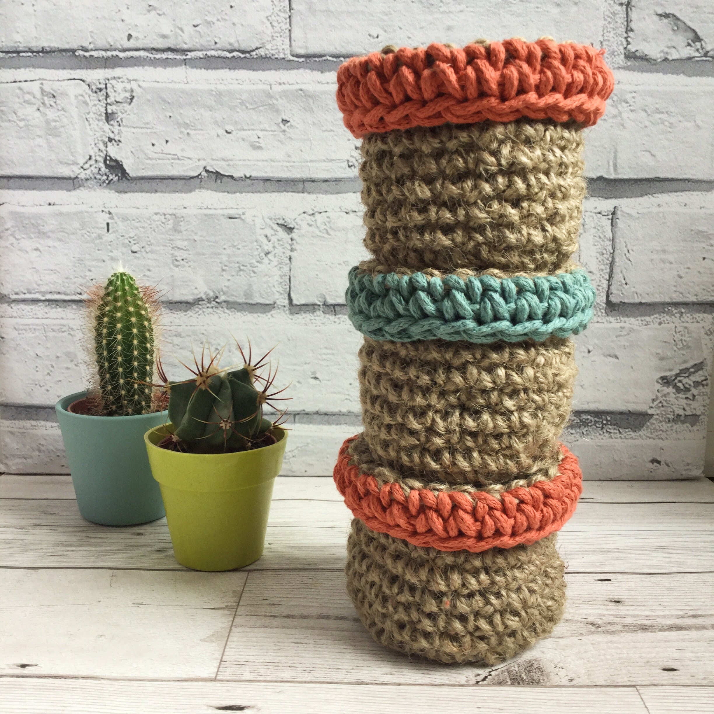 Mini Crochet Jute Plant Pot Cover // House Plant Holder Etsy