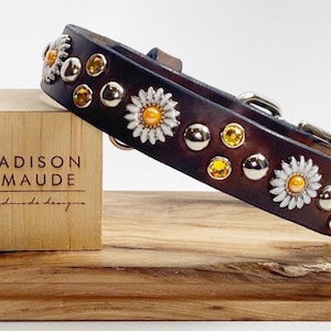 1" Daisy Mae Leather Dog Collar. DESIGN YOUR OWN