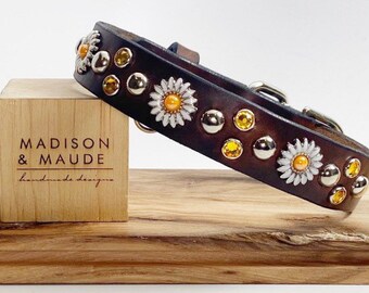 1" Daisy Mae Leather Dog Collar. DESIGN YOUR OWN