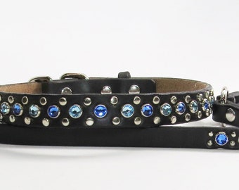 3/4” Elsie Maude Leather Collar and Leash Set. DESIGN YOUR OWN