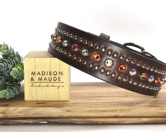 1.5” Abigail Leather Dog Collar. DESIGN YOUR OWN