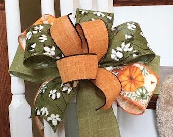 Fall Farmhouse Bow, Autumn Lantern, Wreath Decor