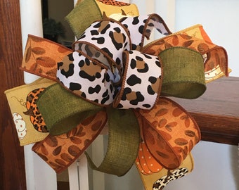 Fall Lantern Bow, Farmhouse Autumn Decor, Pumpkin Ribbon