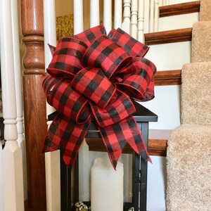 Fall Wreath Bow, Bows for Lantern, Buffalo Plaid, Everyday Bow, Christmas Bow, Railing Decor, Farmhouse Decor, Wreath Bow, Holiday Decor